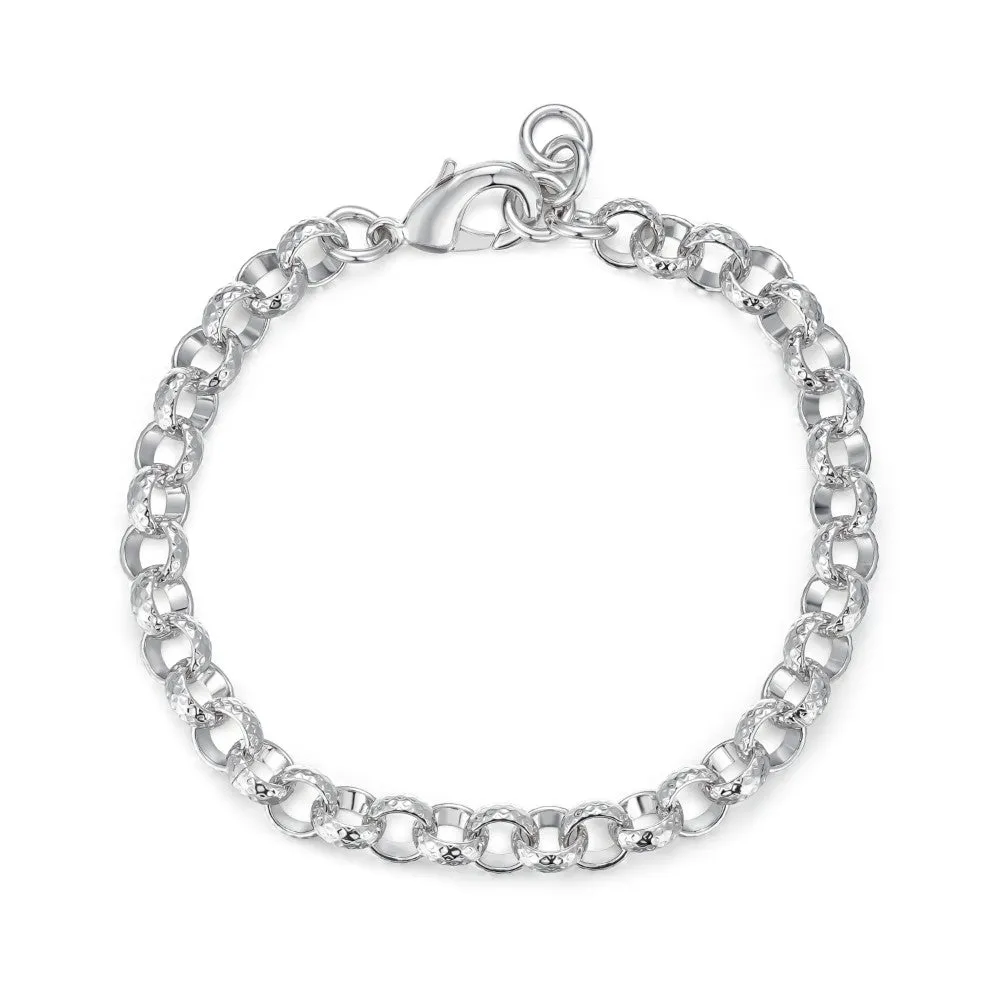 9mm Silver Filled Bonded Patterned Belcher Bracelet 8 Inch