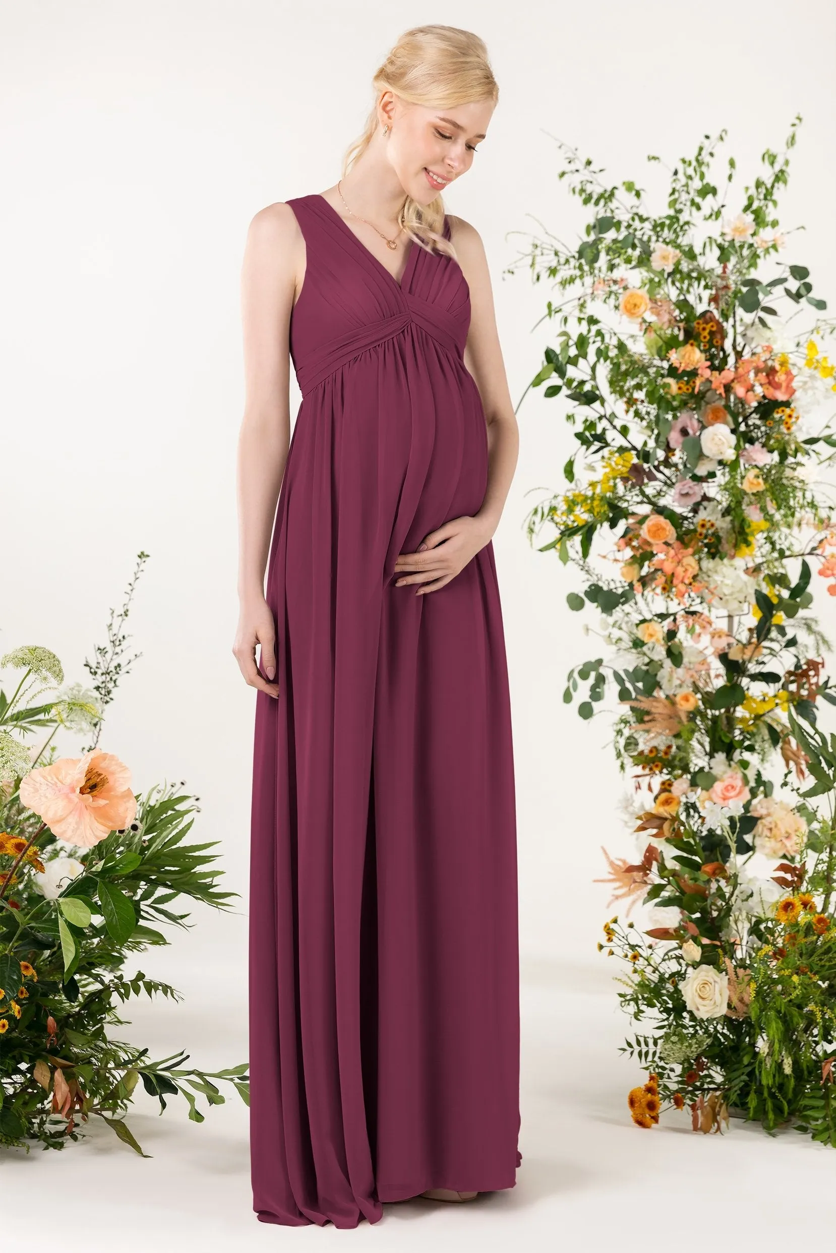 A-Line Sweep-Brush Train Chiffon Bridesmaid Dress CB0455M