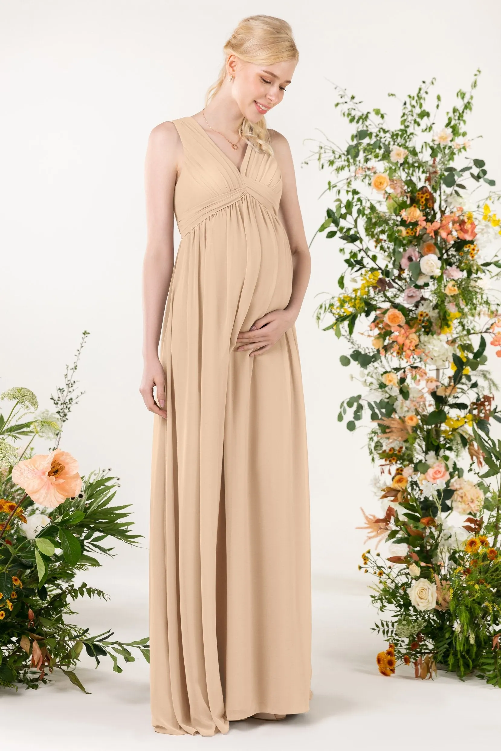 A-Line Sweep-Brush Train Chiffon Bridesmaid Dress CB0455M