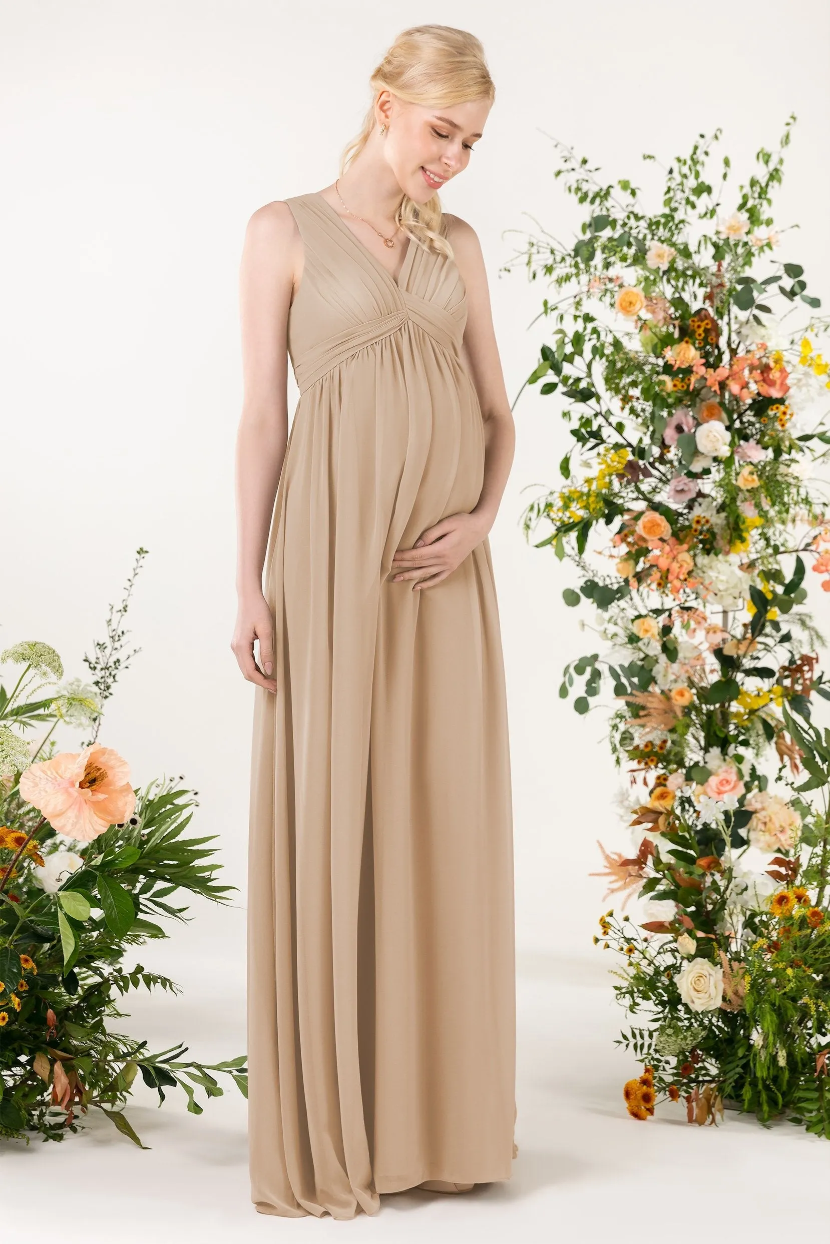 A-Line Sweep-Brush Train Chiffon Bridesmaid Dress CB0455M