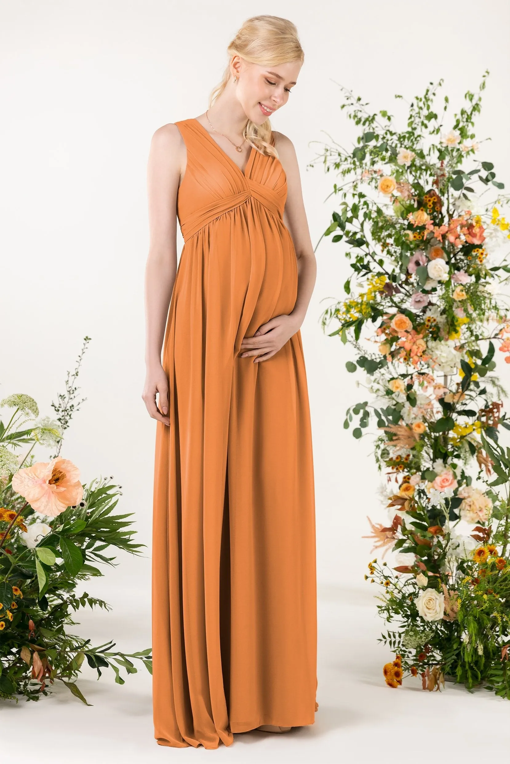 A-Line Sweep-Brush Train Chiffon Bridesmaid Dress CB0455M