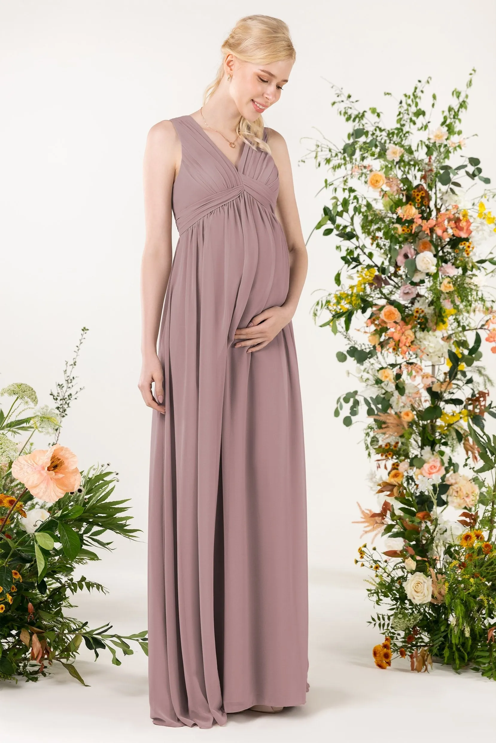 A-Line Sweep-Brush Train Chiffon Bridesmaid Dress CB0455M