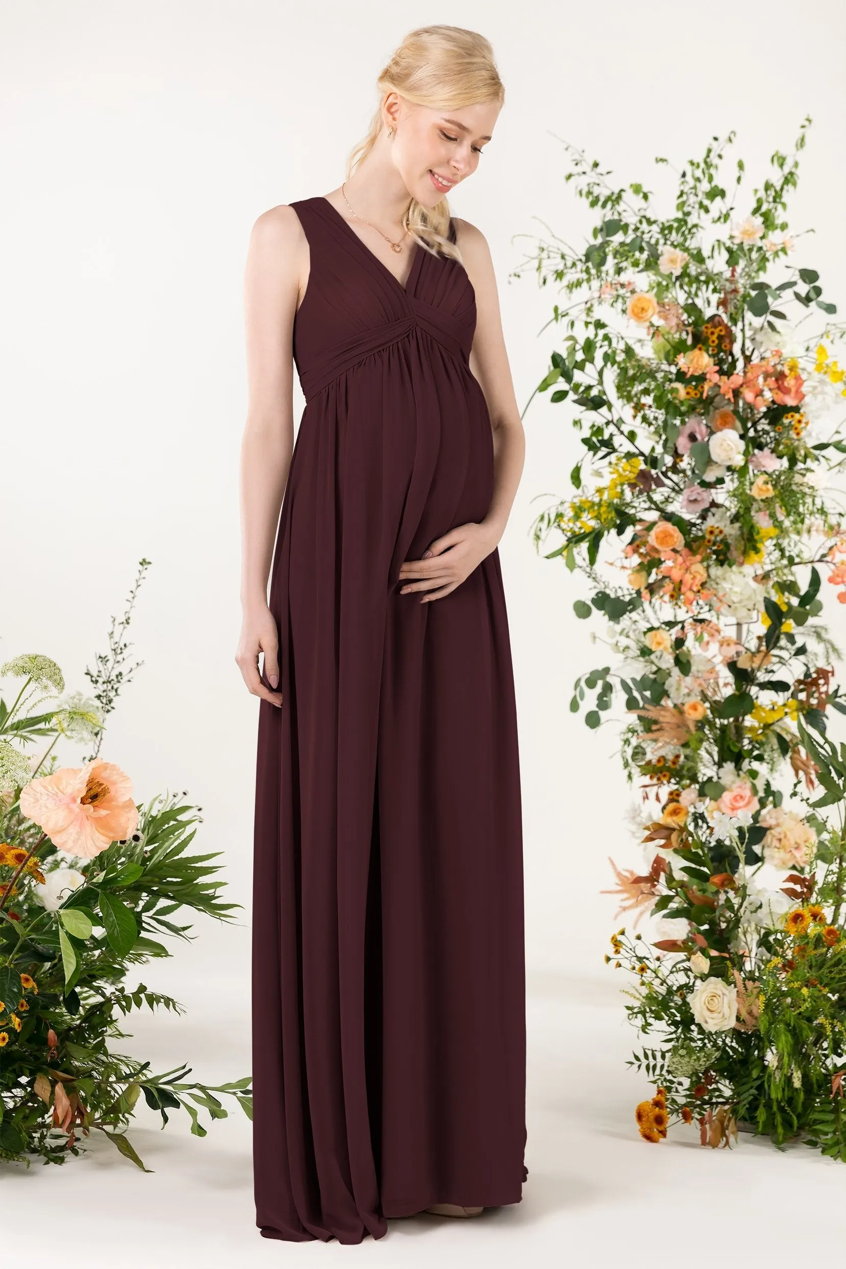 A-Line Sweep-Brush Train Chiffon Bridesmaid Dress CB0455M