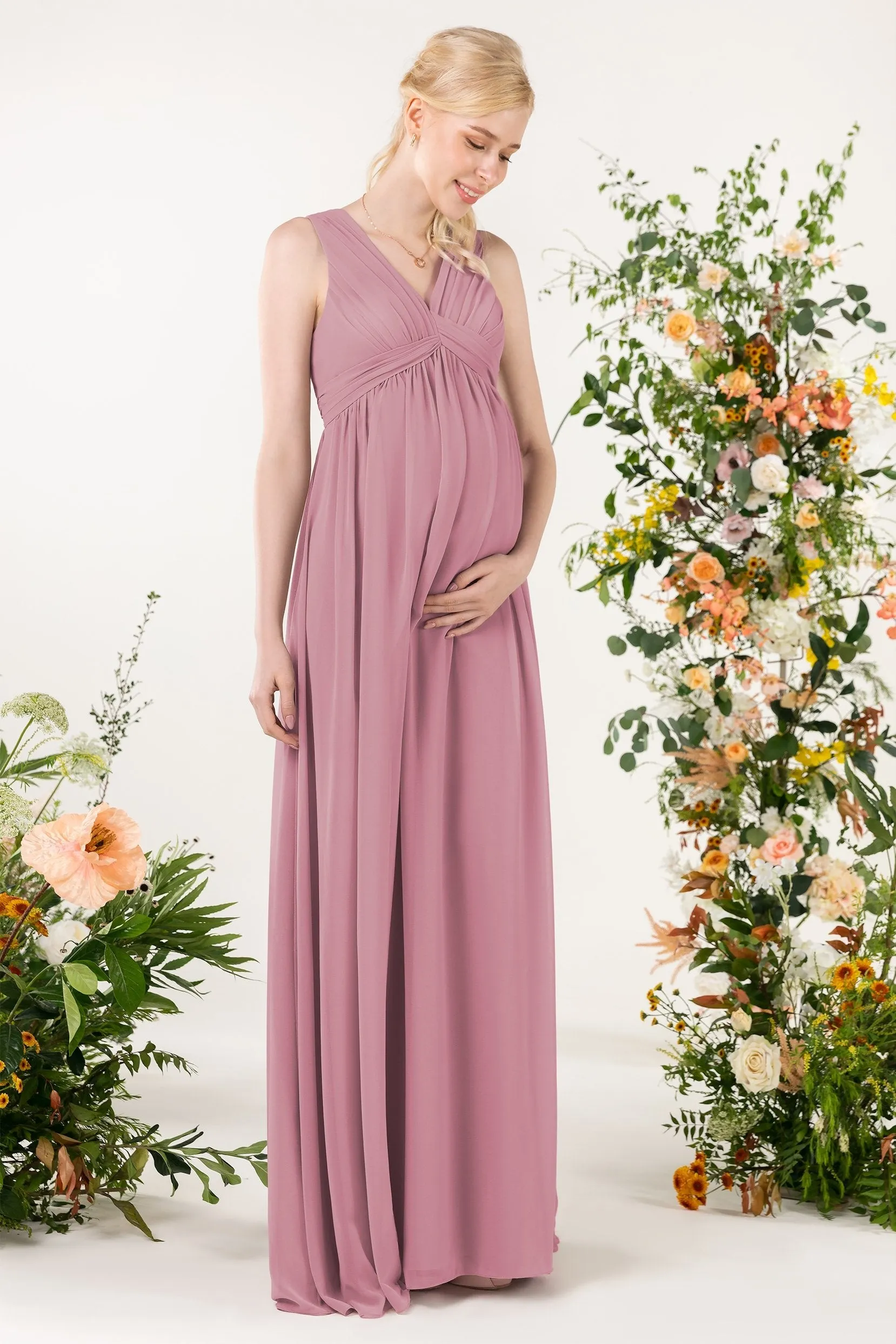 A-Line Sweep-Brush Train Chiffon Bridesmaid Dress CB0455M