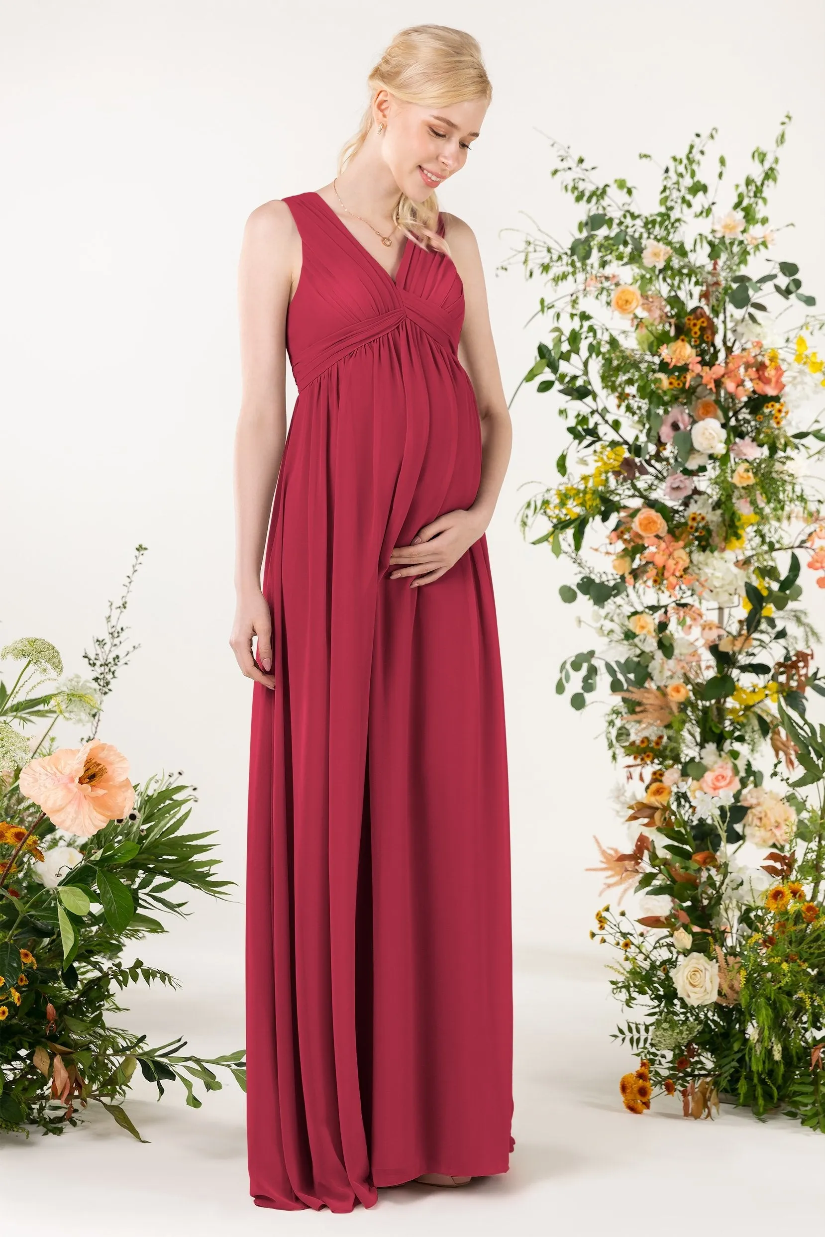 A-Line Sweep-Brush Train Chiffon Bridesmaid Dress CB0455M