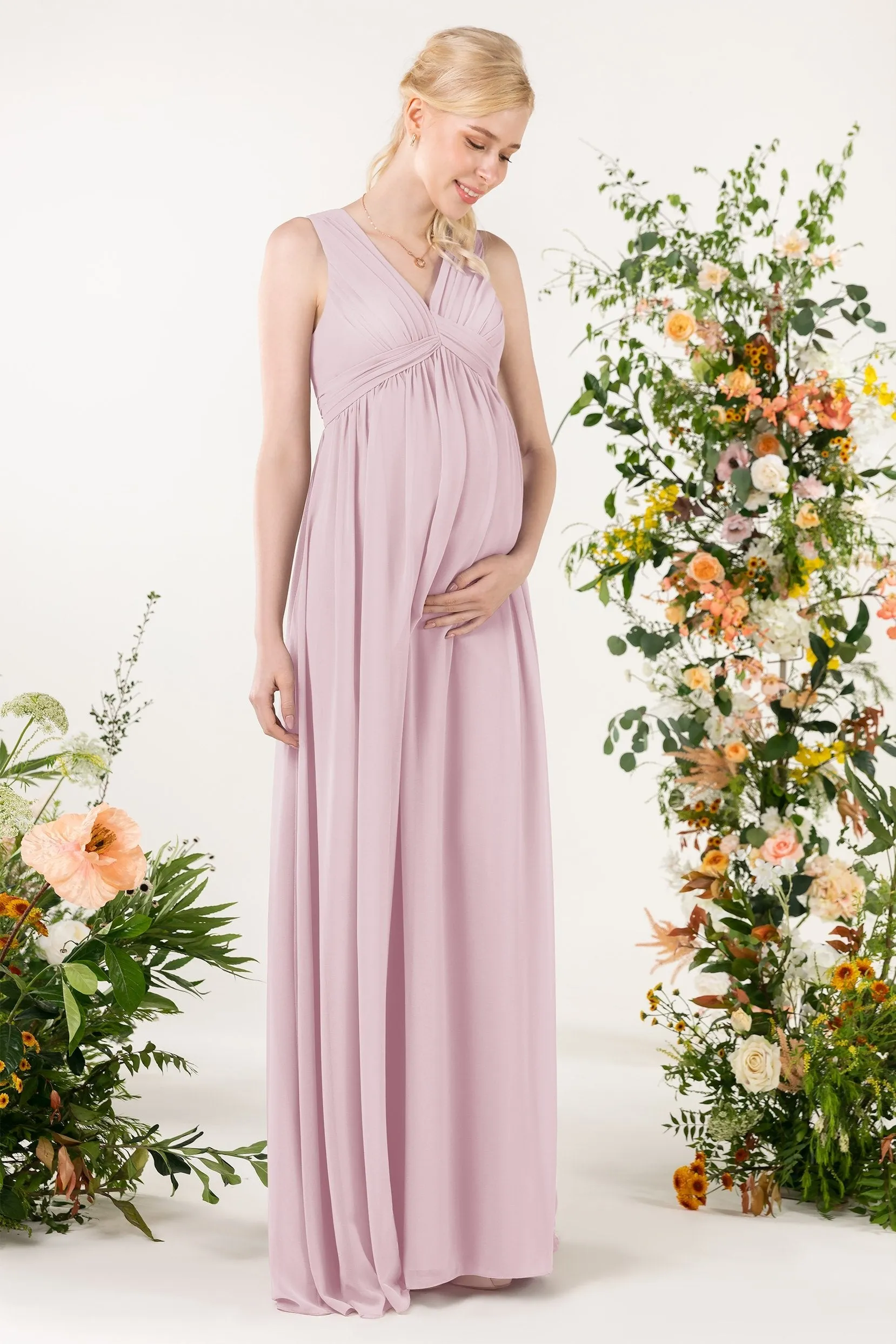 A-Line Sweep-Brush Train Chiffon Bridesmaid Dress CB0455M