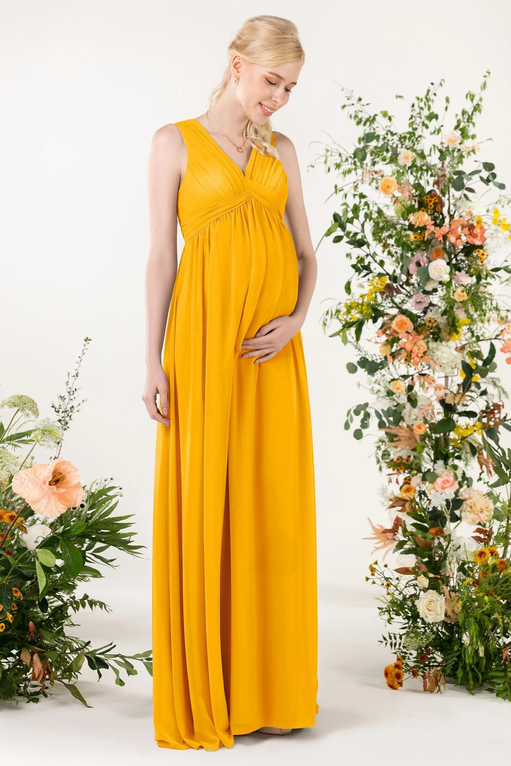 A-Line Sweep-Brush Train Chiffon Bridesmaid Dress CB0455M
