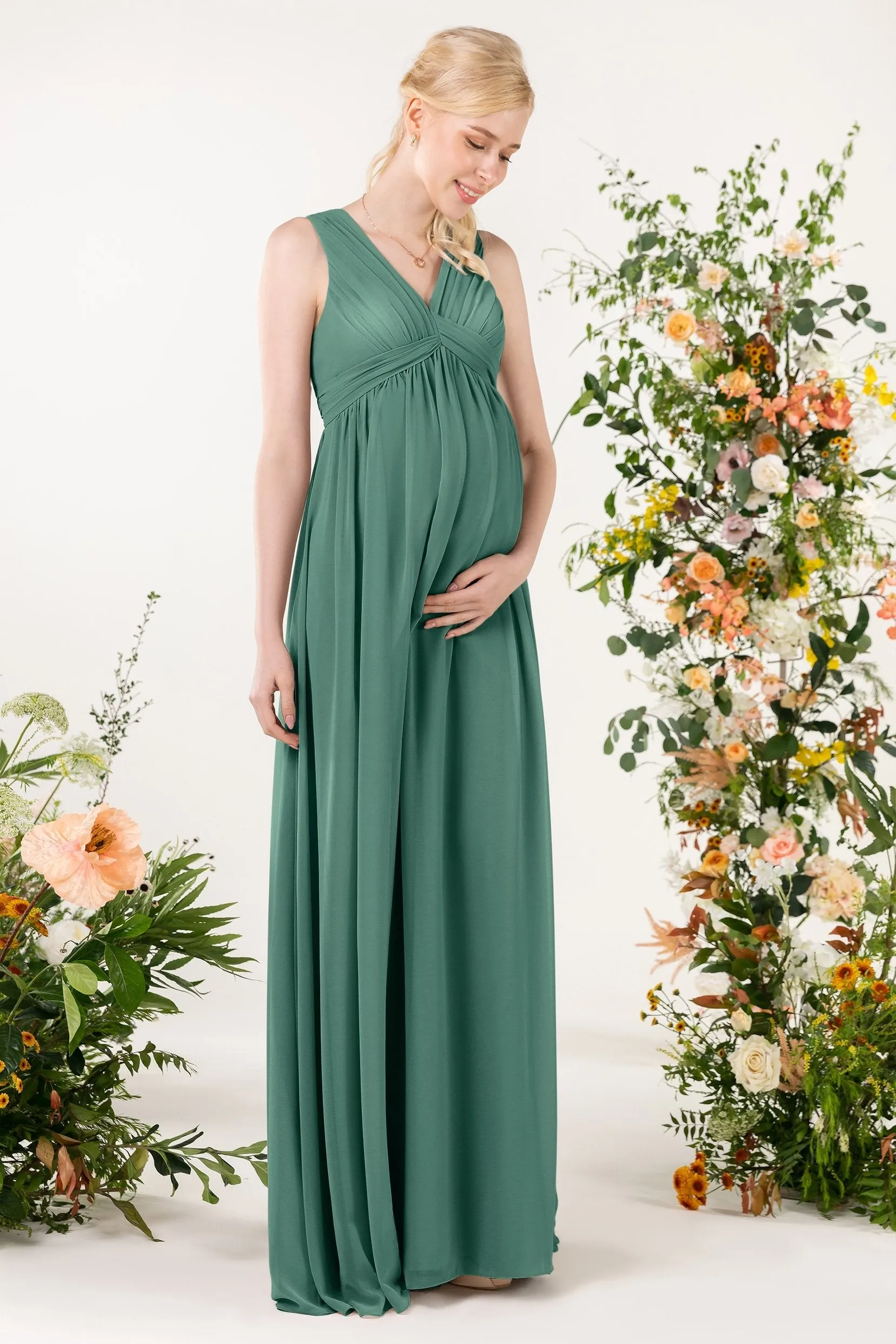 A-Line Sweep-Brush Train Chiffon Bridesmaid Dress CB0455M