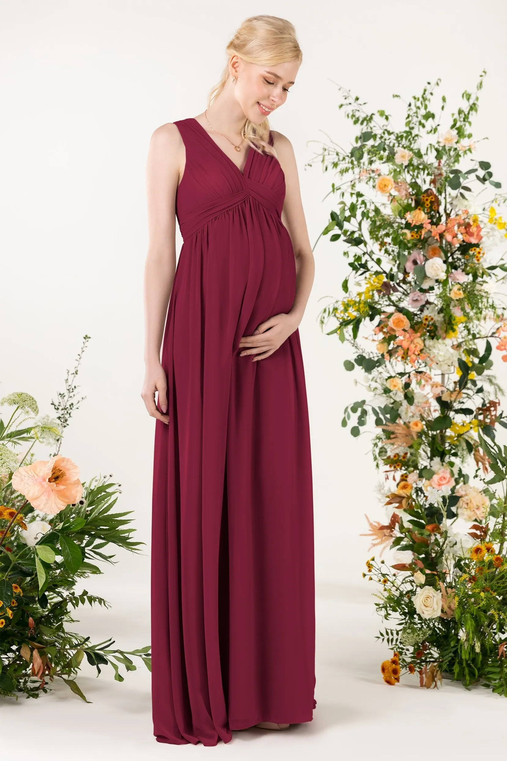 A-Line Sweep-Brush Train Chiffon Bridesmaid Dress CB0455M