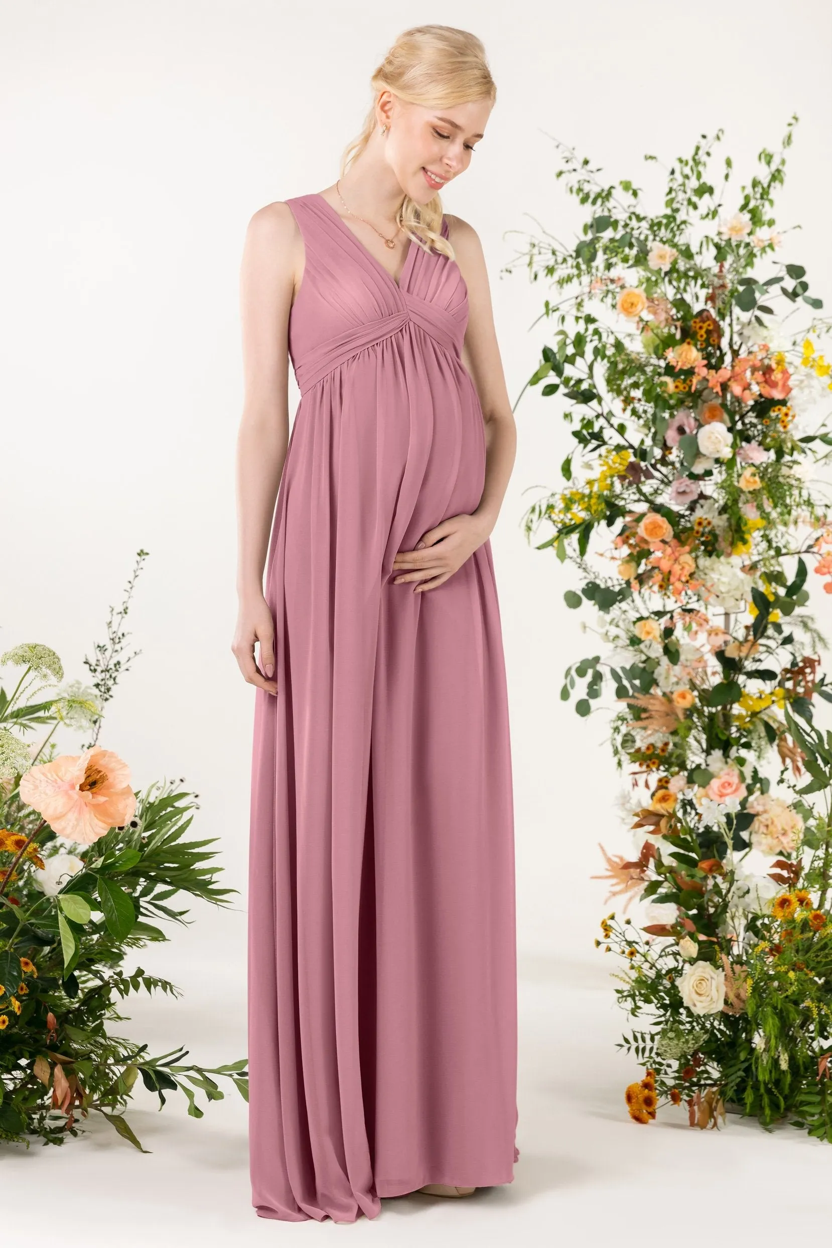 A-Line Sweep-Brush Train Chiffon Bridesmaid Dress CB0455M