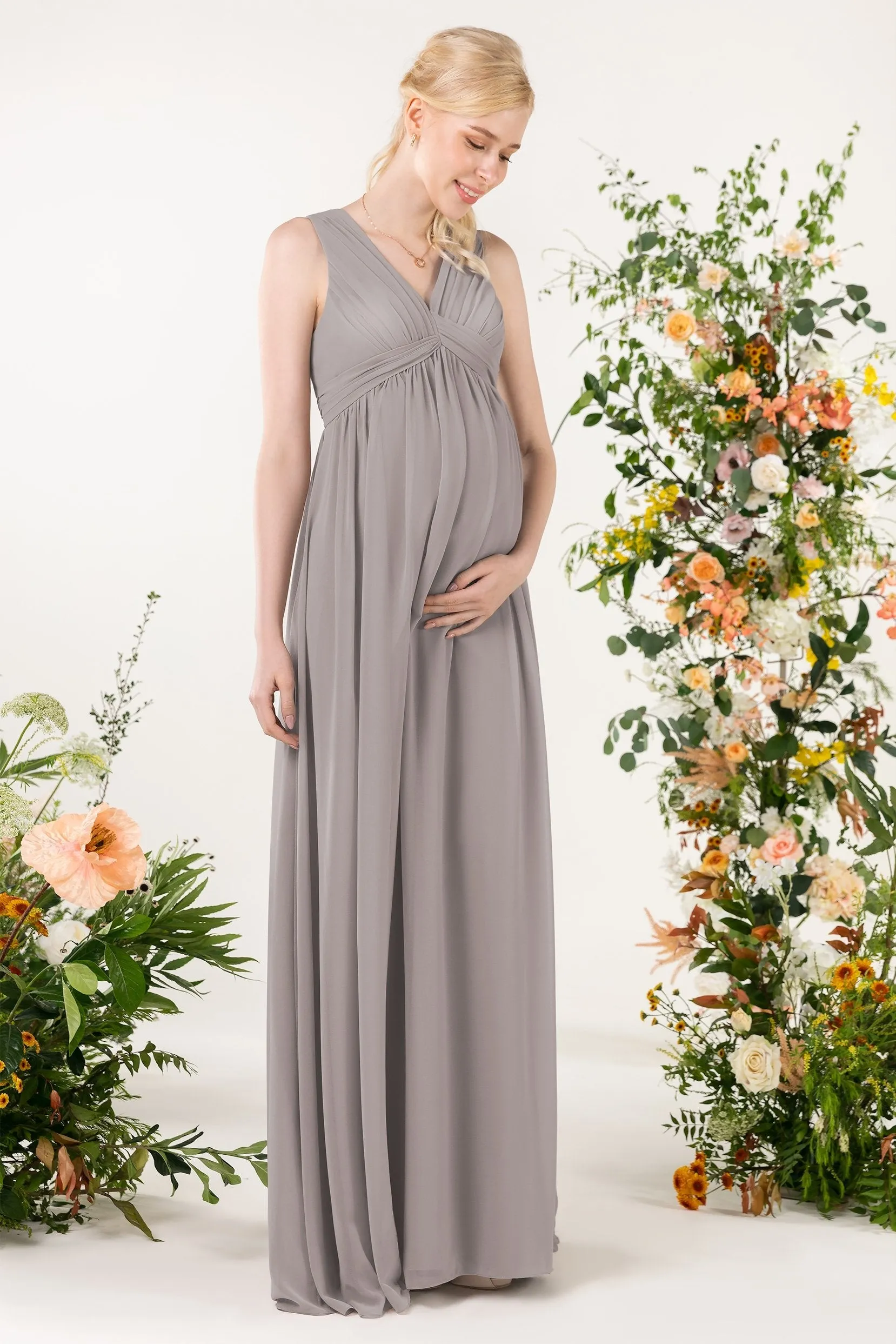 A-Line Sweep-Brush Train Chiffon Bridesmaid Dress CB0455M