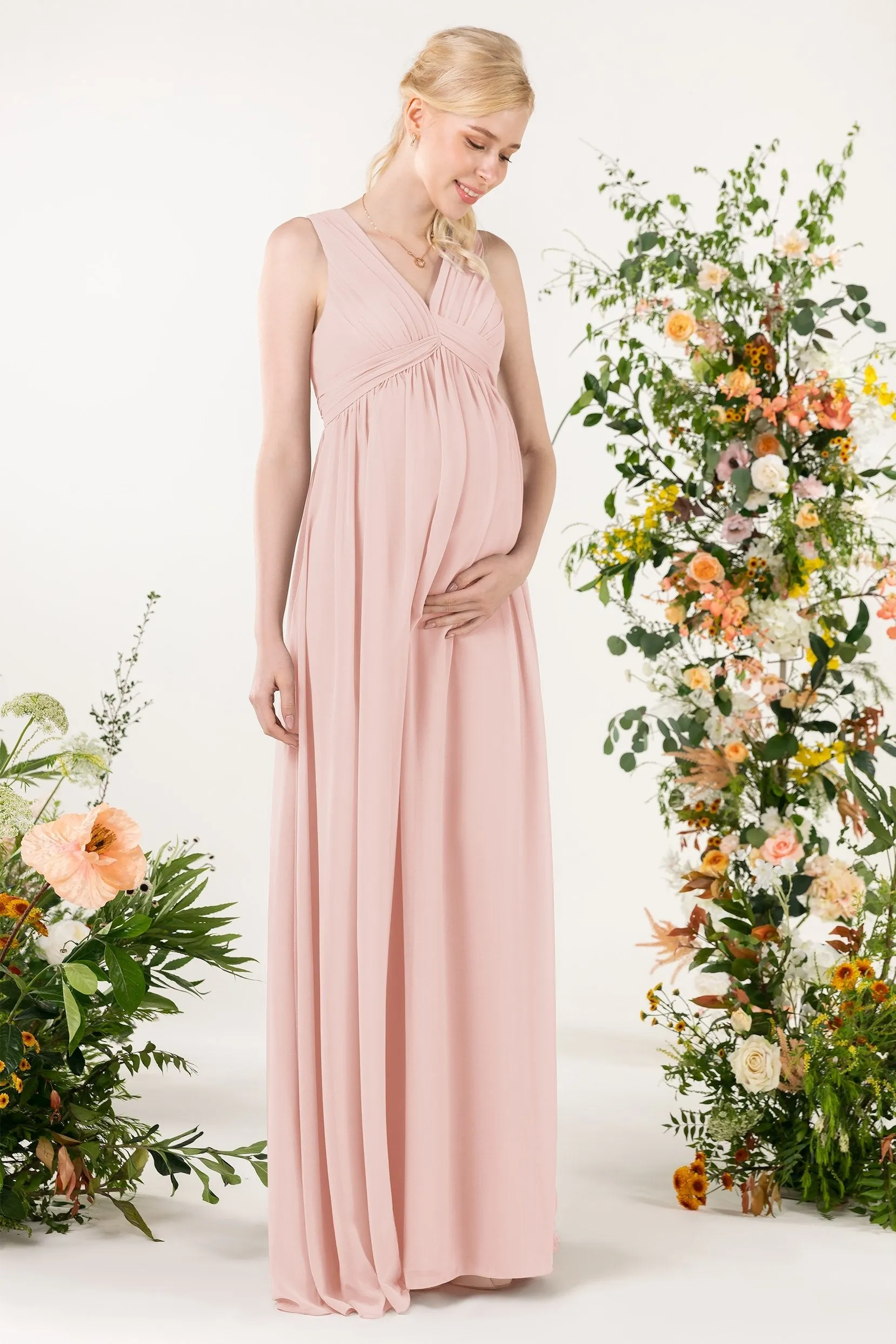 A-Line Sweep-Brush Train Chiffon Bridesmaid Dress CB0455M