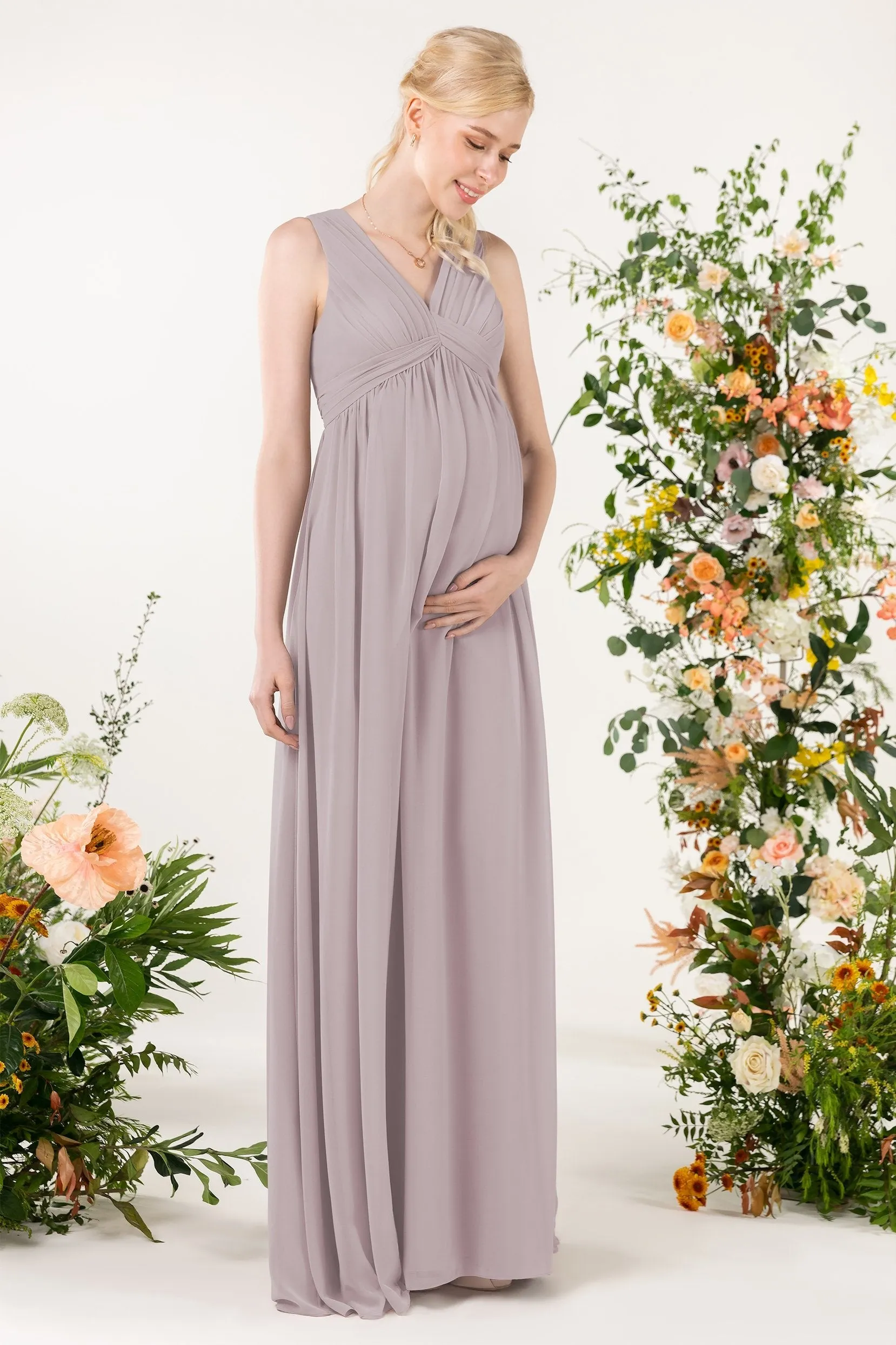 A-Line Sweep-Brush Train Chiffon Bridesmaid Dress CB0455M
