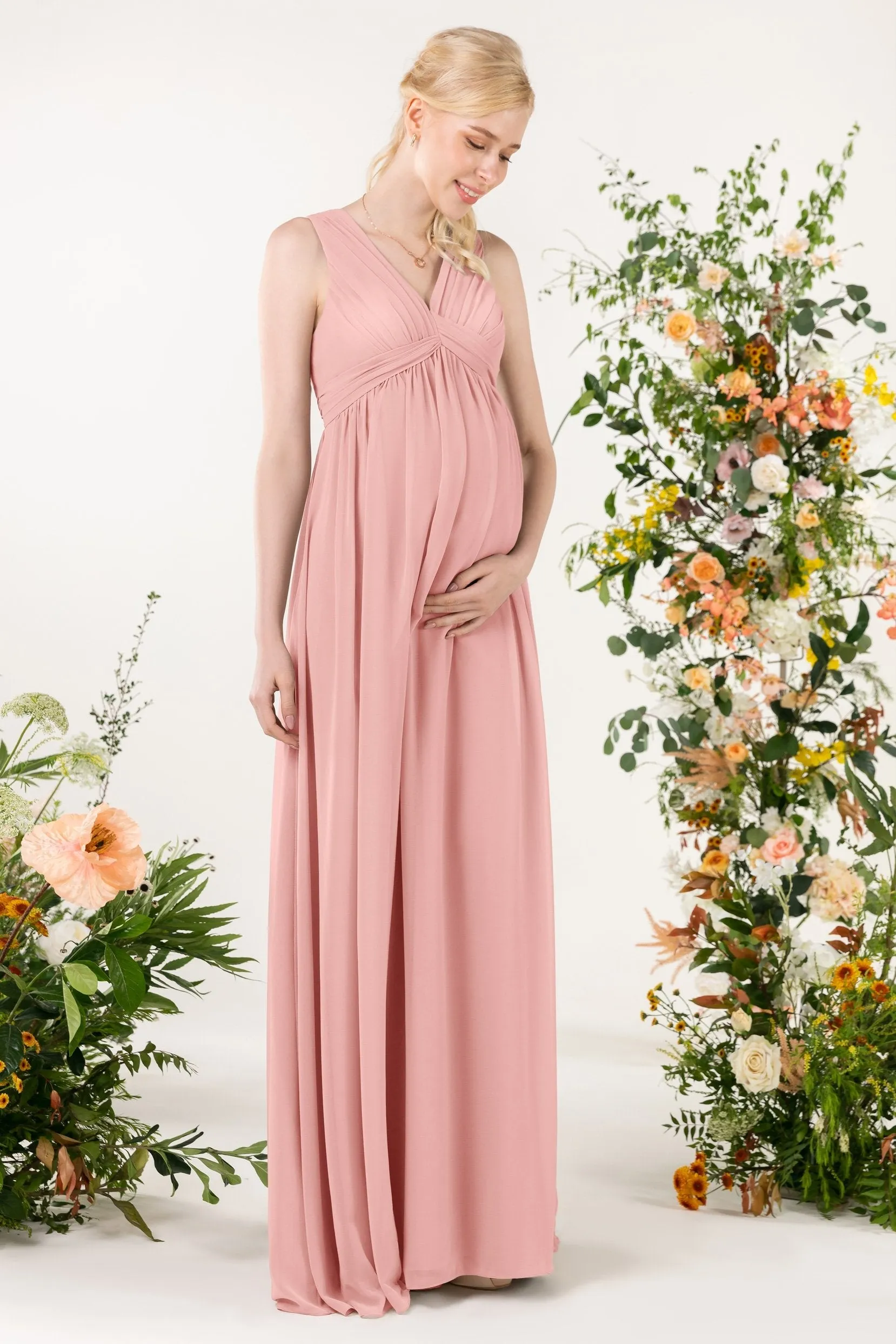 A-Line Sweep-Brush Train Chiffon Bridesmaid Dress CB0455M