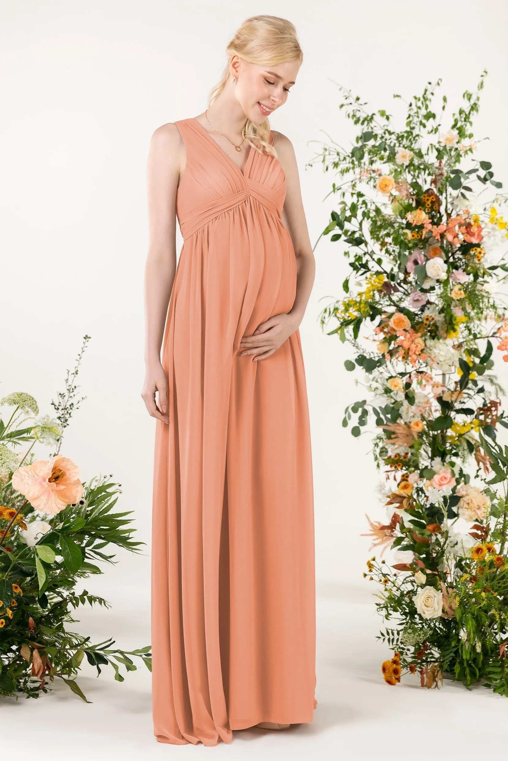 A-Line Sweep-Brush Train Chiffon Bridesmaid Dress CB0455M