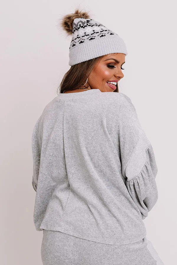 Across Campus Velour Sweatshirt In Grey