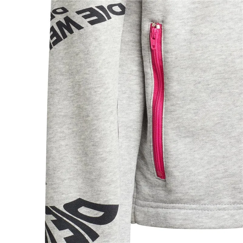 adidas Hooded Cotton Tracksuit - Girls - Medium Grey Heather/Real Magenta