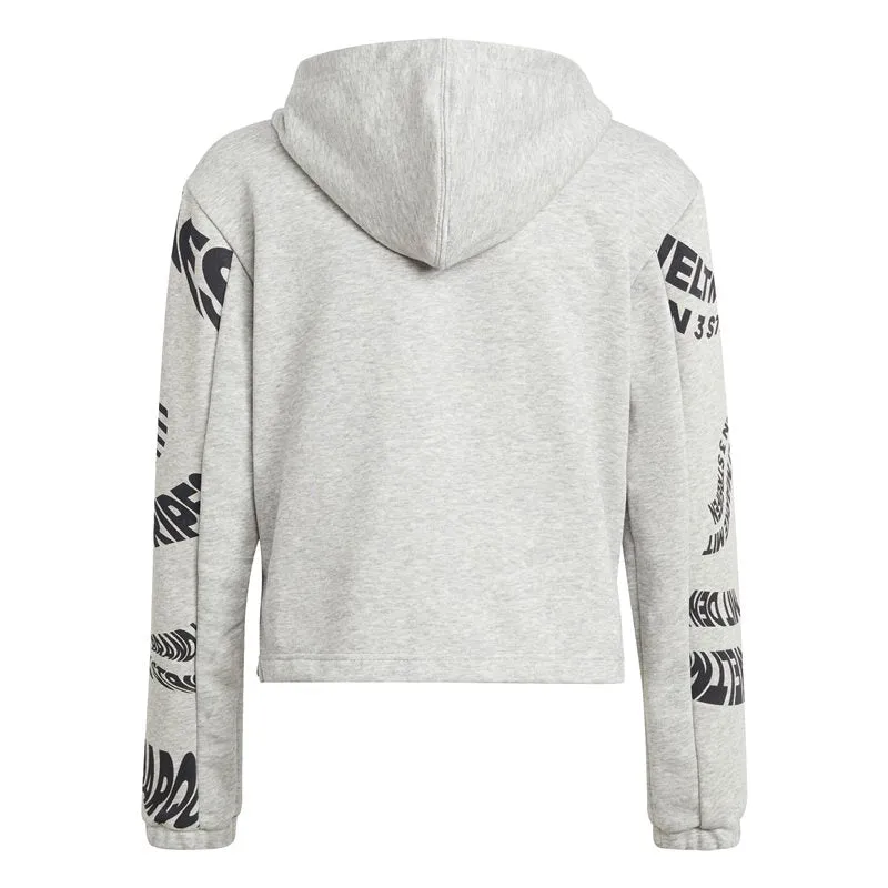 adidas Hooded Cotton Tracksuit - Girls - Medium Grey Heather/Real Magenta