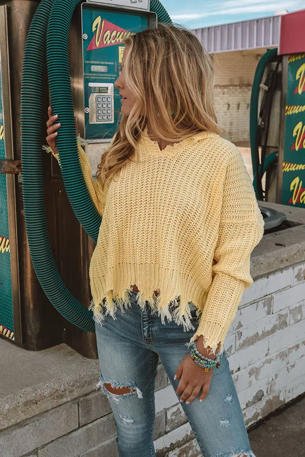 Always Fashionably Late Knitted Hoodie In Yellow