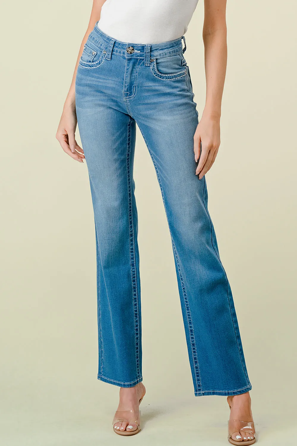 B-60 STRAIGHT EMBROIDERED & EMBELLISHED WOMEN'S JEANS