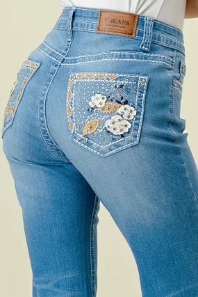 B-60 STRAIGHT EMBROIDERED & EMBELLISHED WOMEN'S JEANS