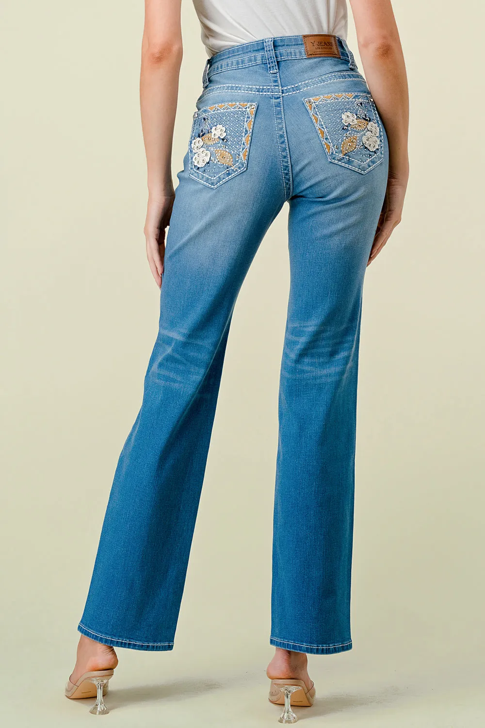 B-60 STRAIGHT EMBROIDERED & EMBELLISHED WOMEN'S JEANS