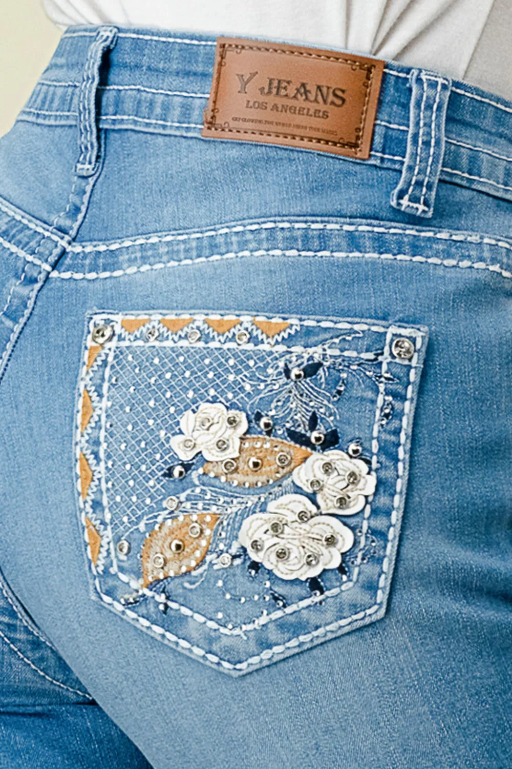 B-60 STRAIGHT EMBROIDERED & EMBELLISHED WOMEN'S JEANS