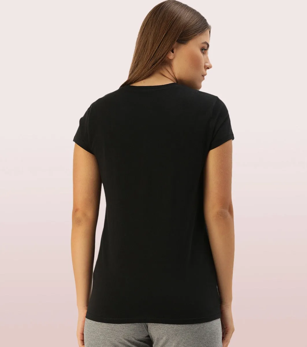 Basic Crew Tee – Graphic Print | Short Sleeve Crew Neck Stretch Cotton Tee