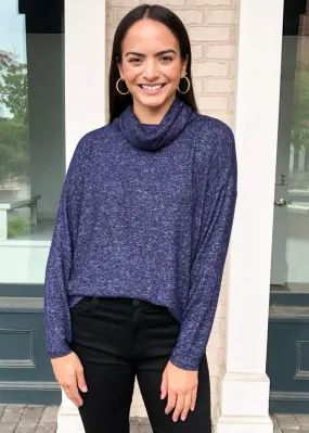 BB Dakota Warm Me Up Marled Cowl Neck Pullover