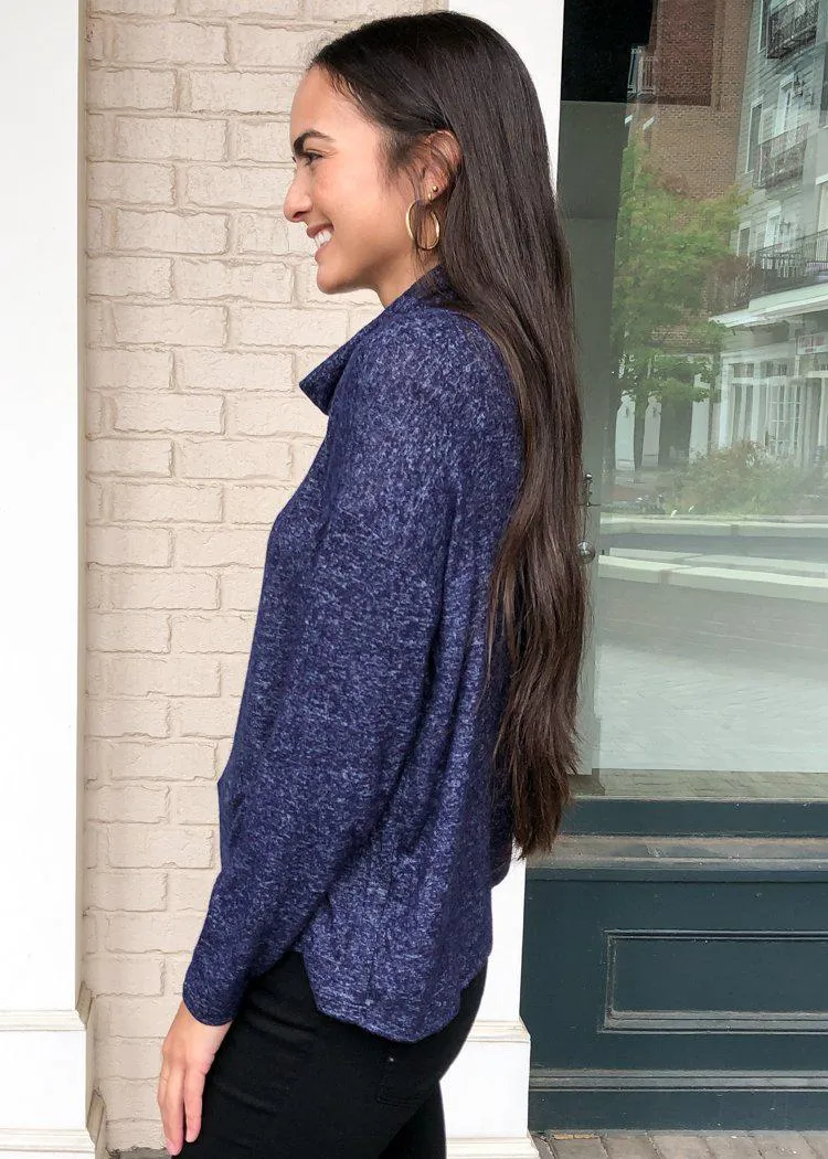 BB Dakota Warm Me Up Marled Cowl Neck Pullover