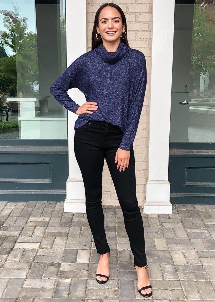 BB Dakota Warm Me Up Marled Cowl Neck Pullover