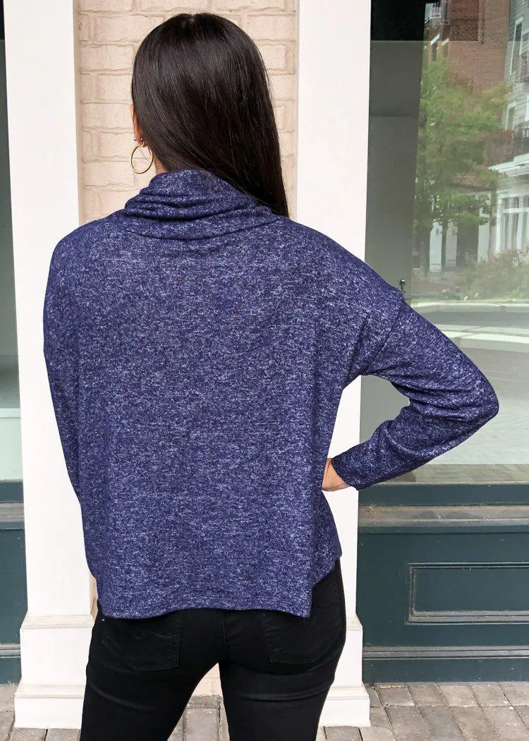 BB Dakota Warm Me Up Marled Cowl Neck Pullover