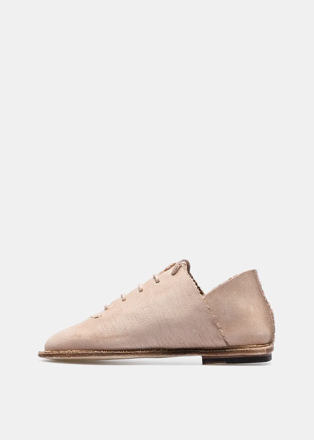 Beige Wax Lace Up Shoes