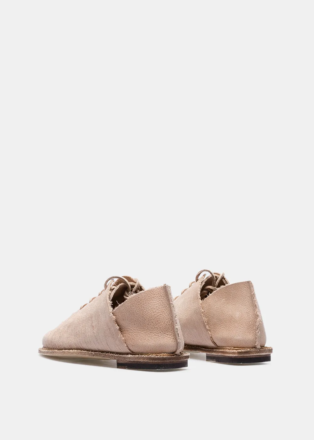 Beige Wax Lace Up Shoes