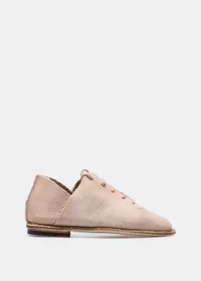 Beige Wax Lace Up Shoes