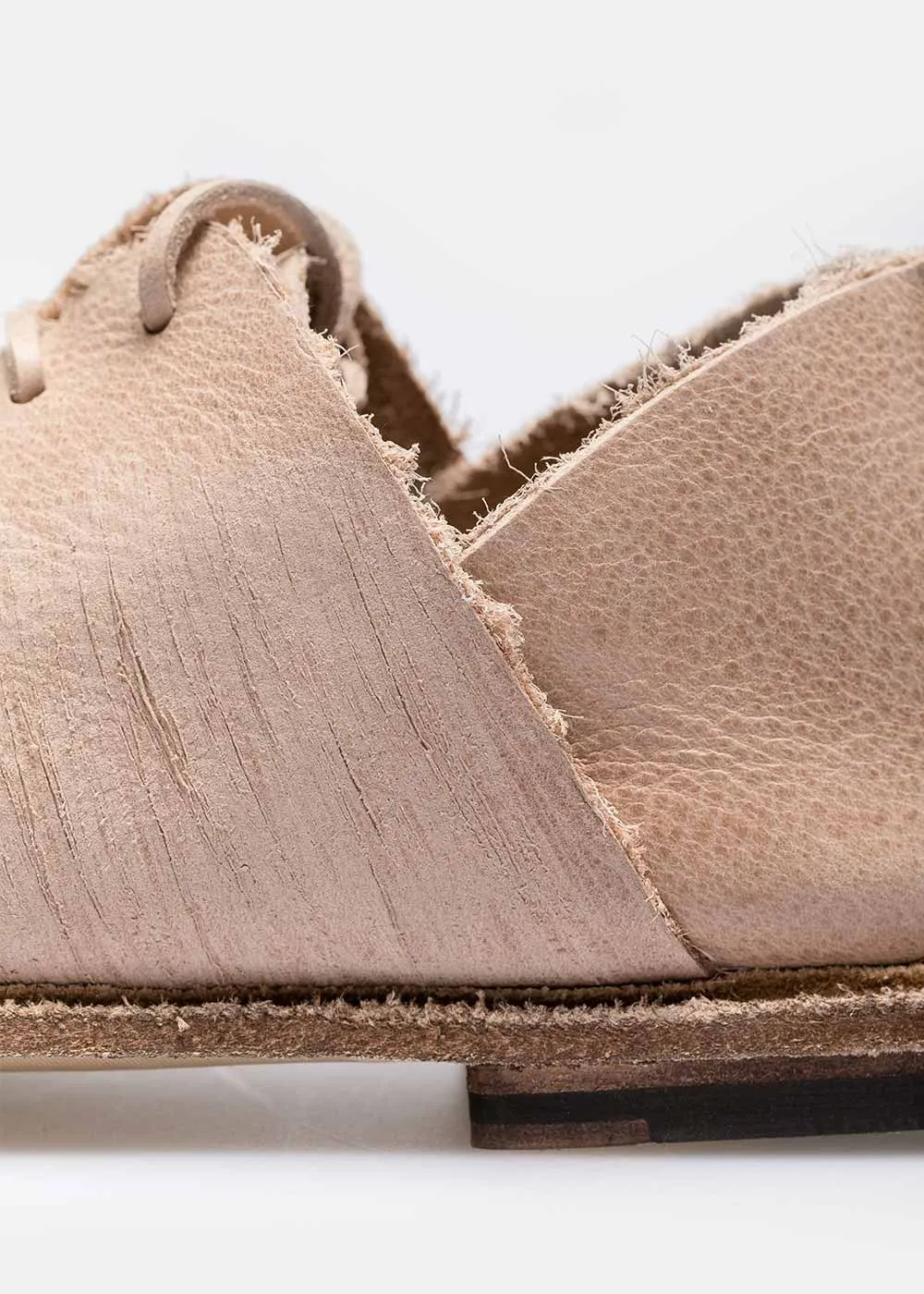 Beige Wax Lace Up Shoes