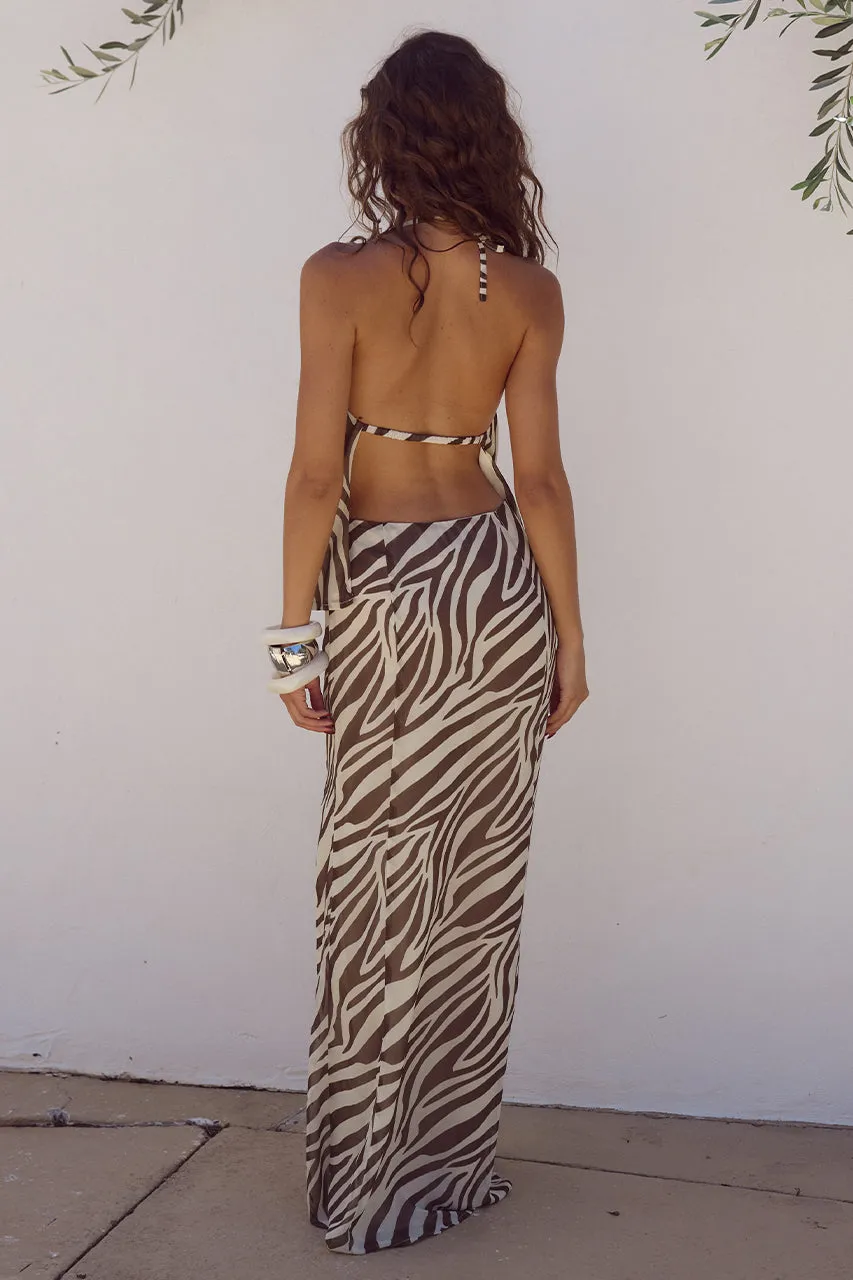 BELINA MAXI SKIRT - ZEBRA CHOCOLATE