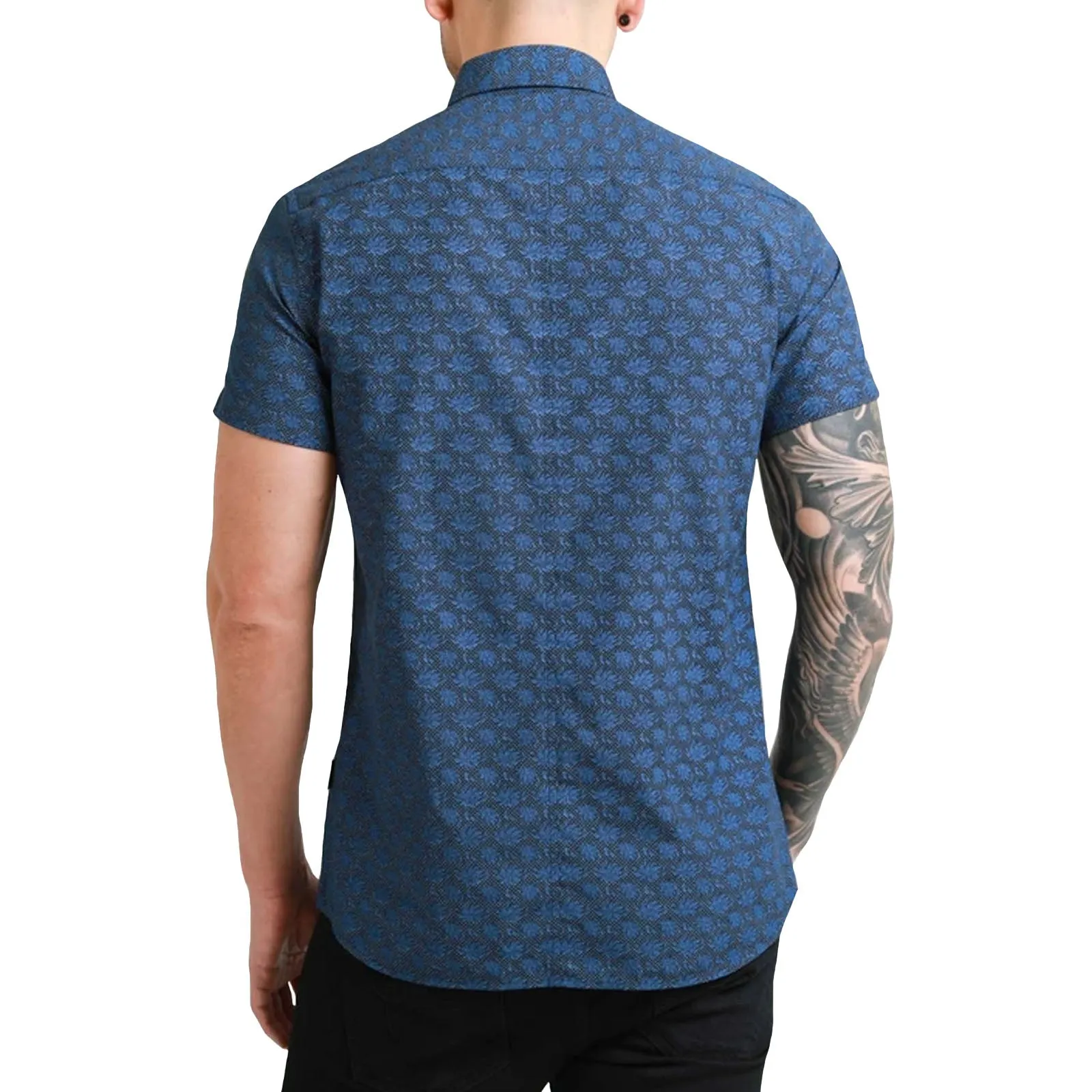 Bewley Ritch Mens Regent Big Tall Print Shirt - Blue