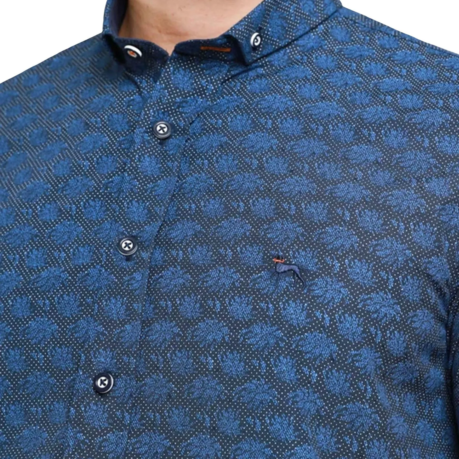 Bewley Ritch Mens Regent Big Tall Print Shirt - Blue