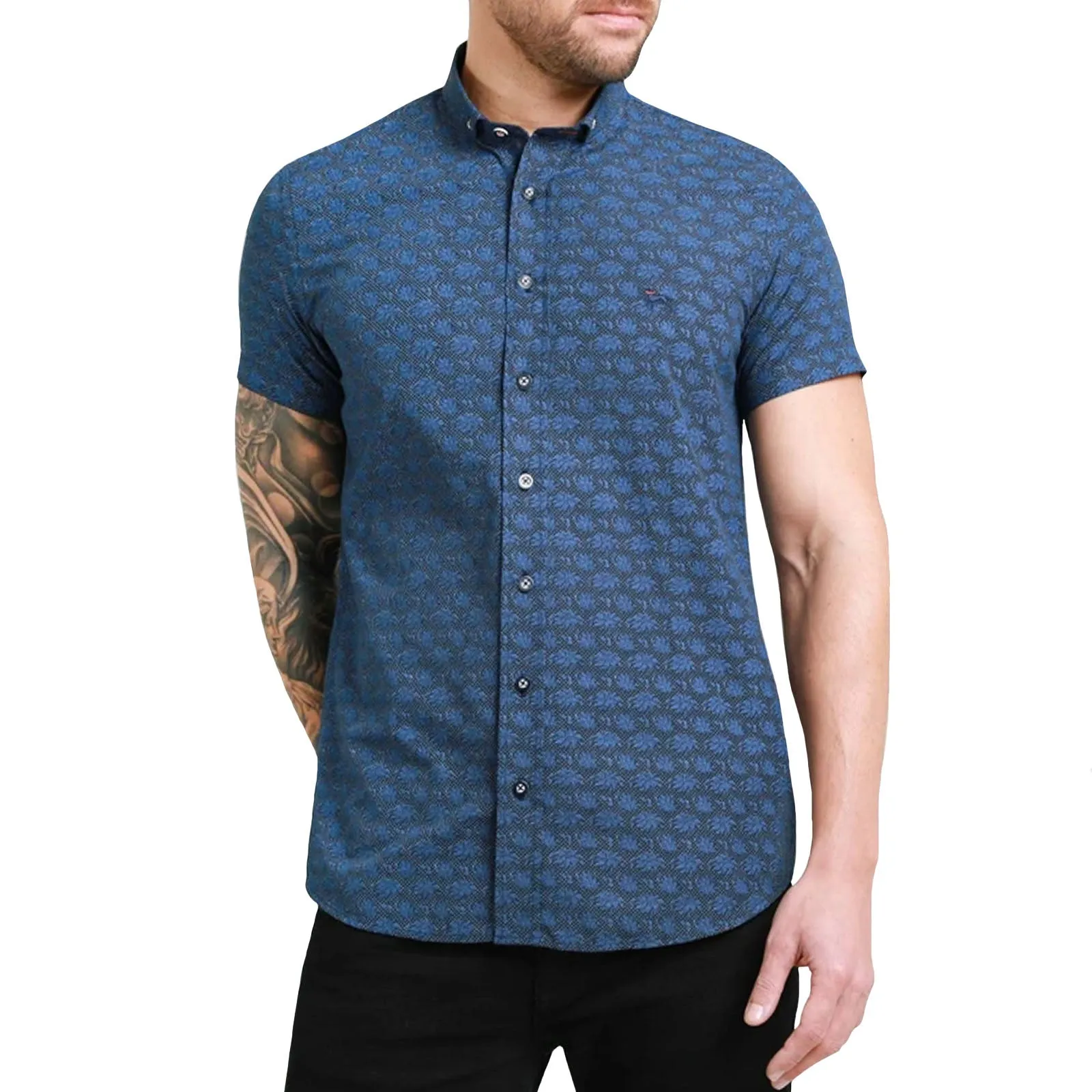 Bewley Ritch Mens Regent Big Tall Print Shirt - Blue