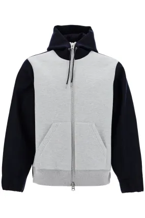 BICOLOR SWEATSHIRT WITH ZIP AND HOOD