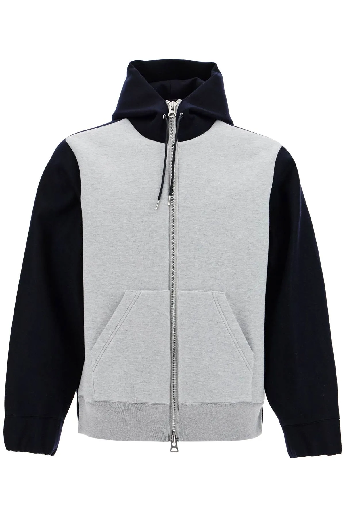 BICOLOR SWEATSHIRT WITH ZIP AND HOOD