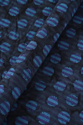 Black And Blue Polka Stripes Pattern Batik Handblock Organic Cotton Fabric