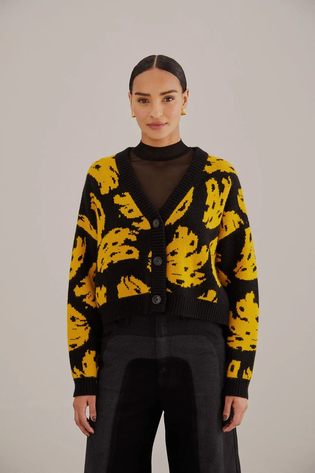 Black Bossa Banana Knit Cardigan