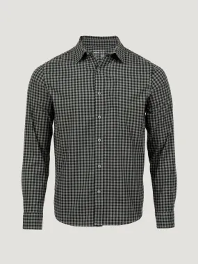 Black   Mercury Green Gingham Long Sleeve Button Up