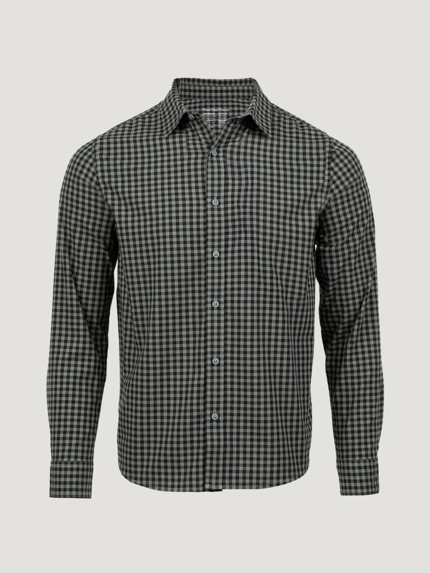 Black   Mercury Green Gingham Long Sleeve Button Up