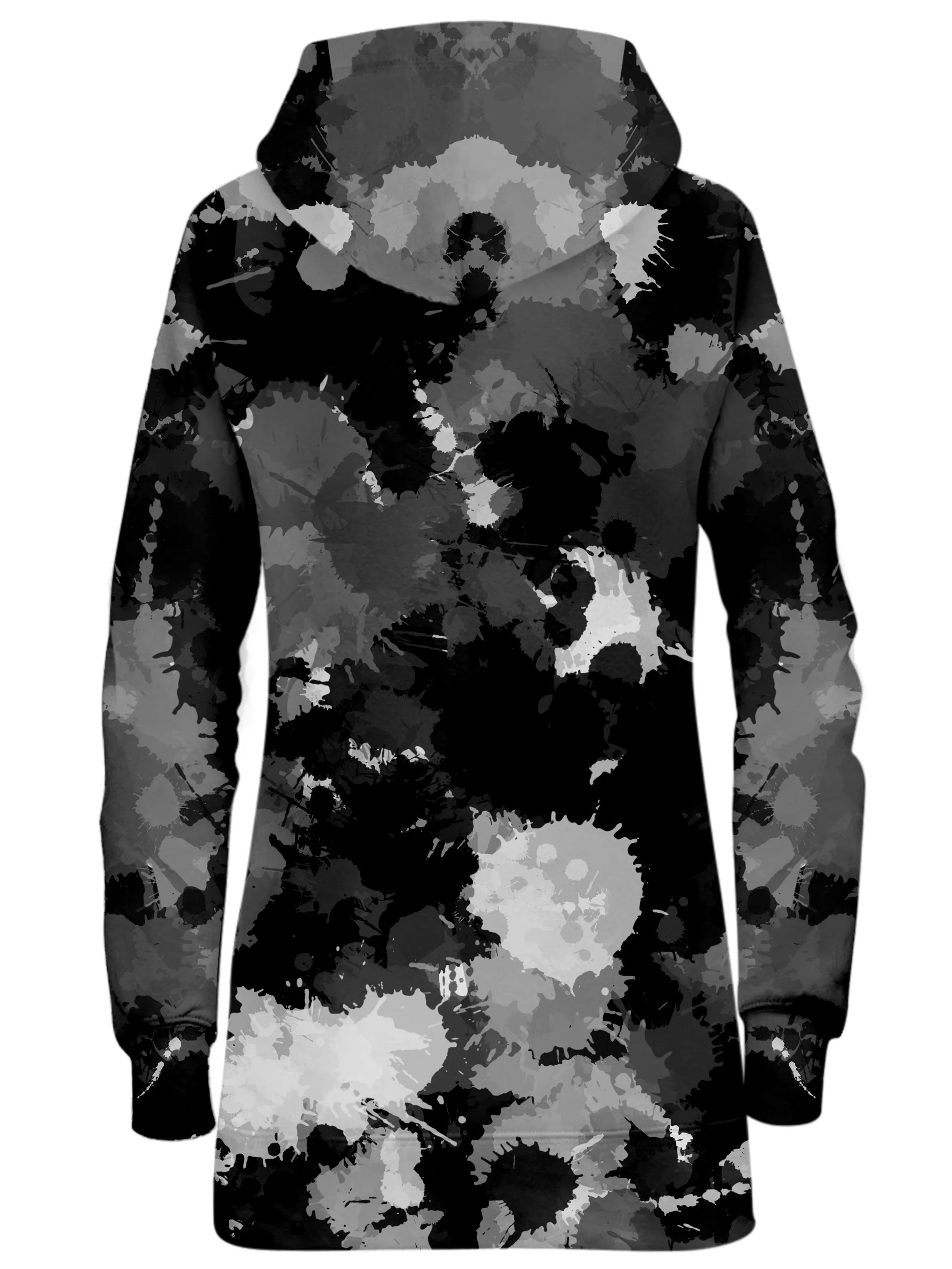 Black White and Grey Paint Splatter Hoodie Dress