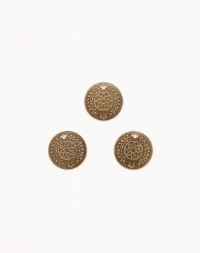 Botanical Coin, 12mm, (3pcs)
