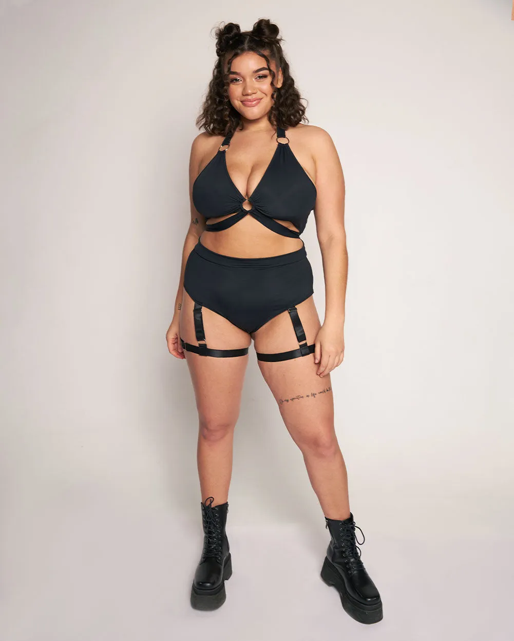 Bring on the Night Recycled Fabric Bottom With Leg Harness - Black