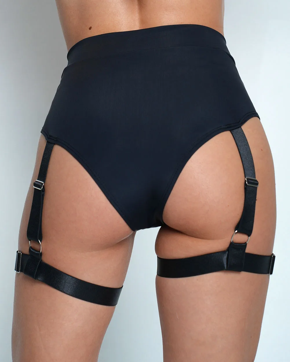 Bring on the Night Recycled Fabric Bottom With Leg Harness - Black